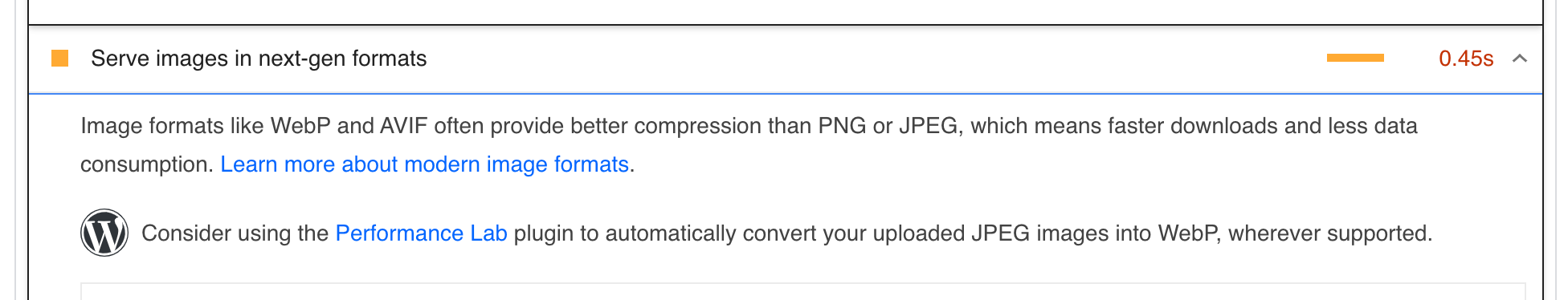 PageSpeed suggesting modern image formats