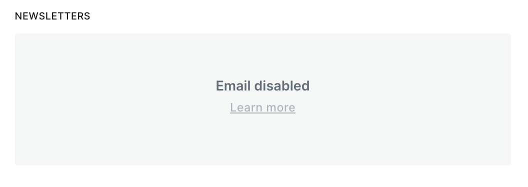 screenshot of "emailed disabled" banner