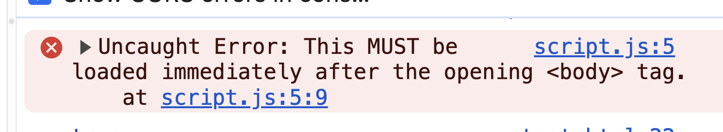 error caused by loading script in wrong position