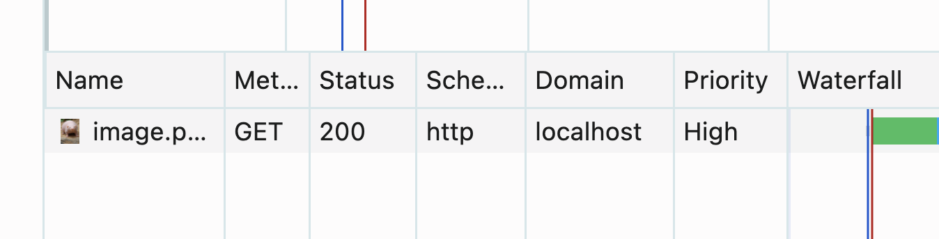 a single request in the network tab