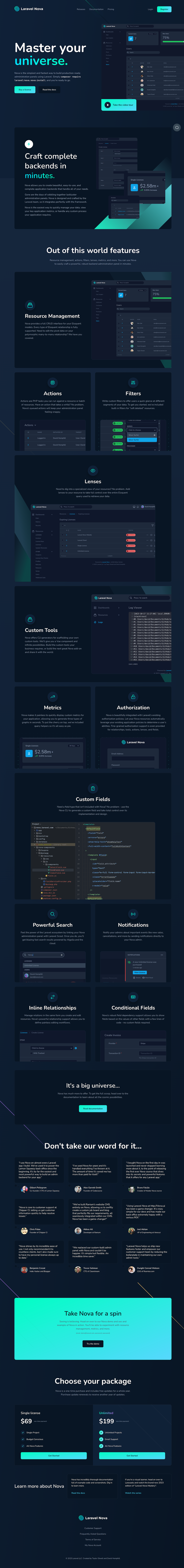 nova.laravel.com screenshot