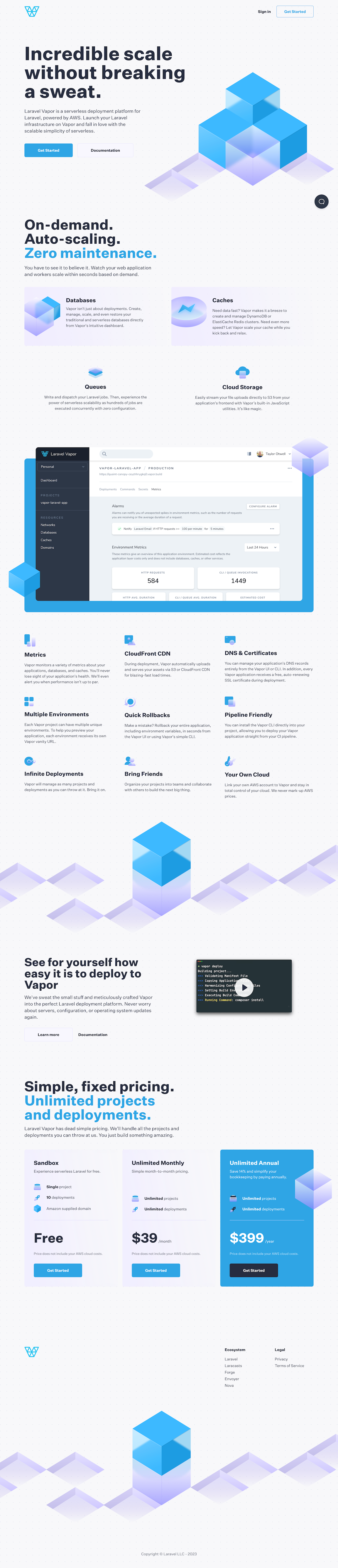 vapor.laravel.com screenshot