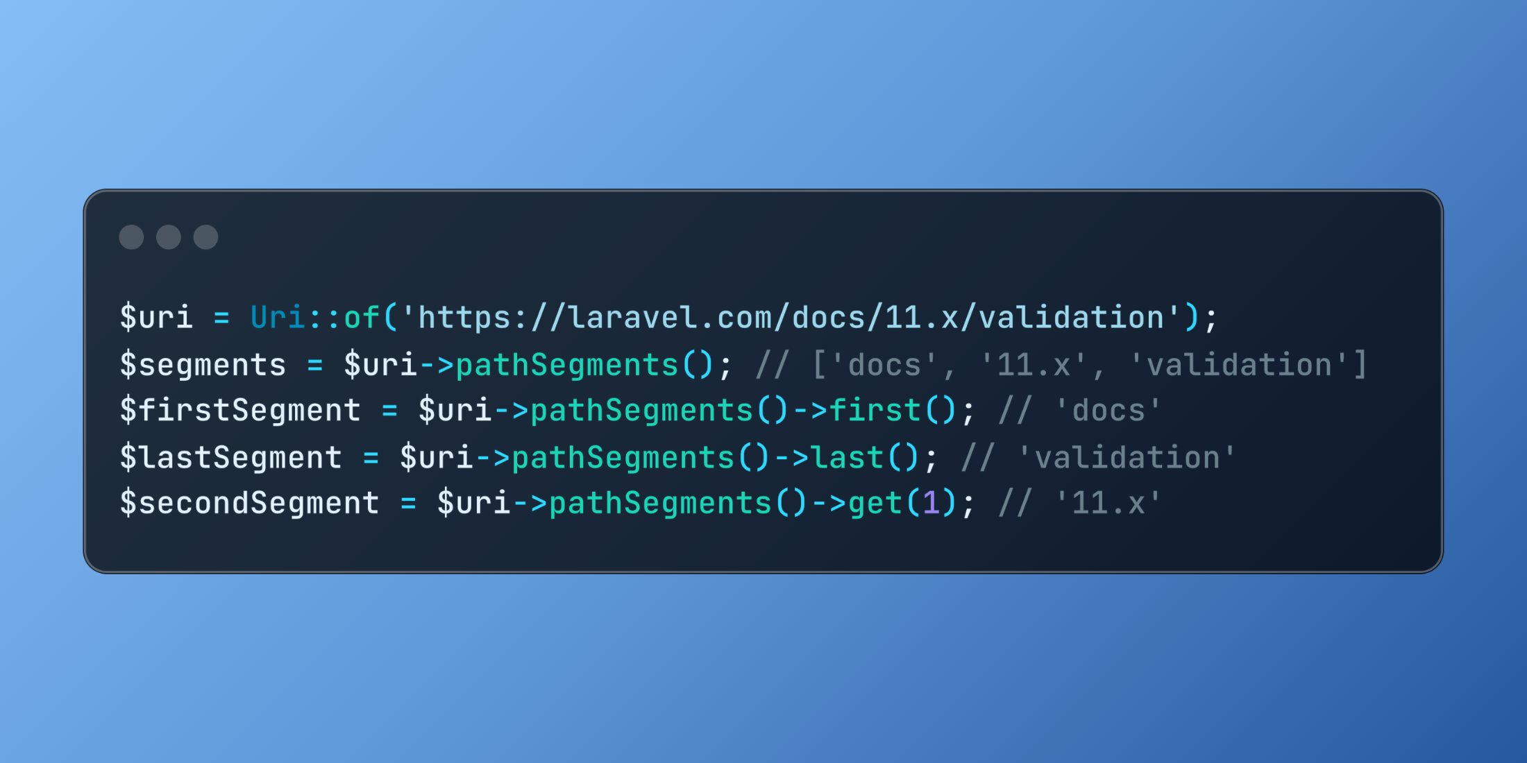 URI Path Components Using Laravel's pathSegments() Method