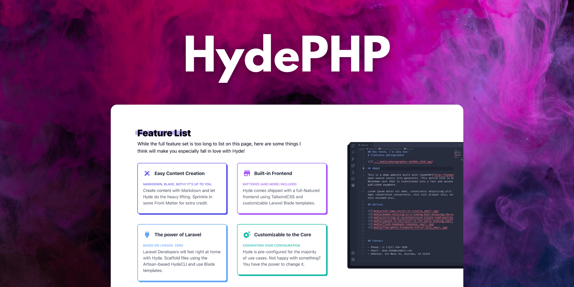 HydePHP is a Laravel-powered Static Site Generator image