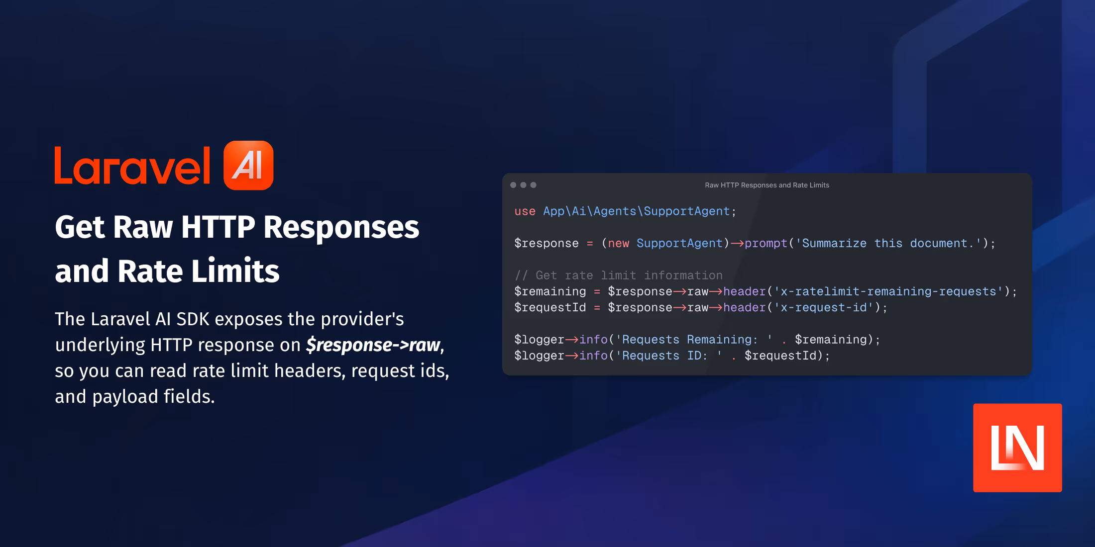 Laravel AI: Get Raw HTTP Responses and Rate Limits image