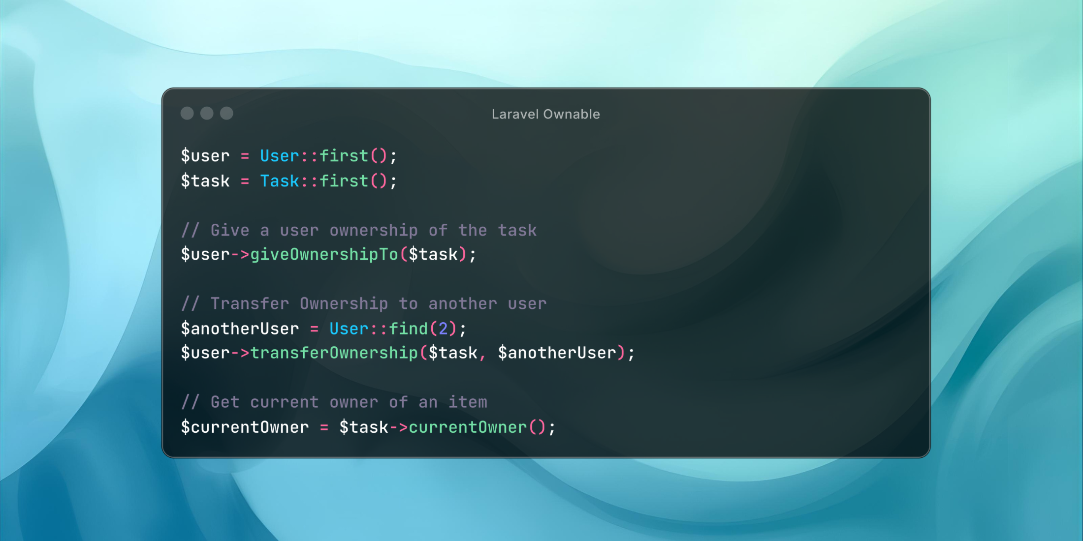 Handle ownership relationships between Eloquent models with Laravel Ownable