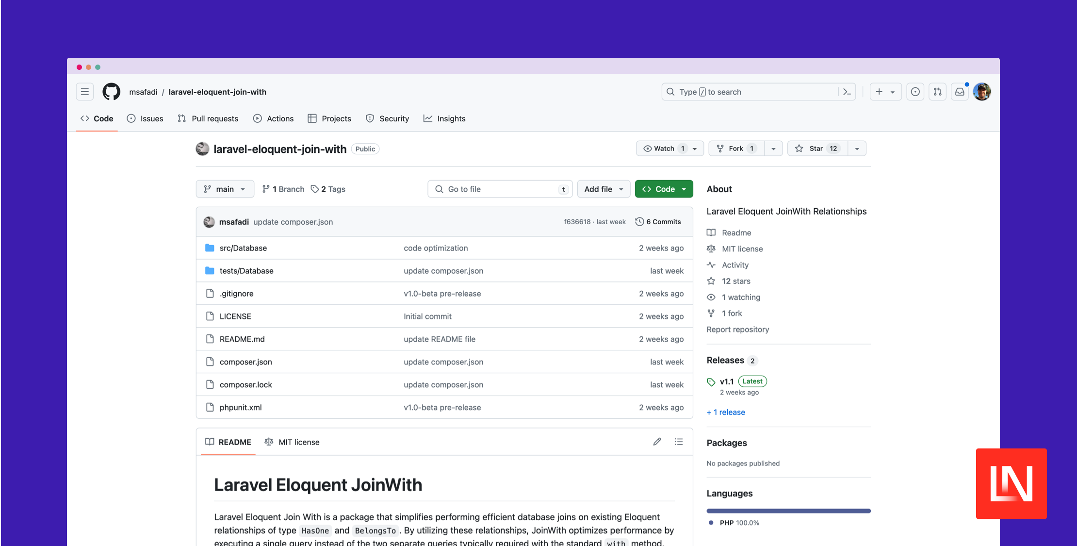 Eloquent JoinWith Package for Laravel image