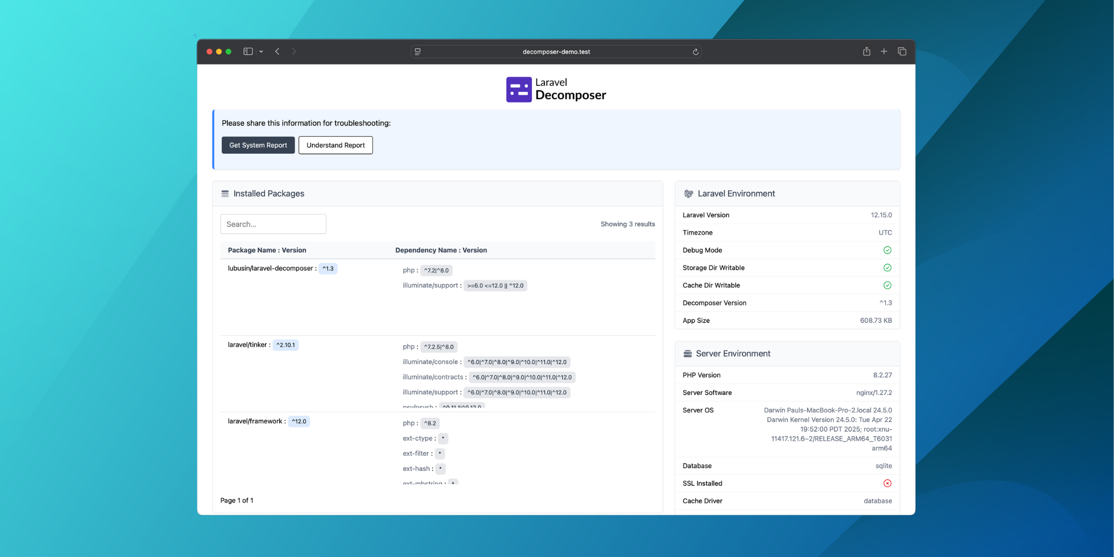 Generate a Detailed Application Report with Laravel Decomposer