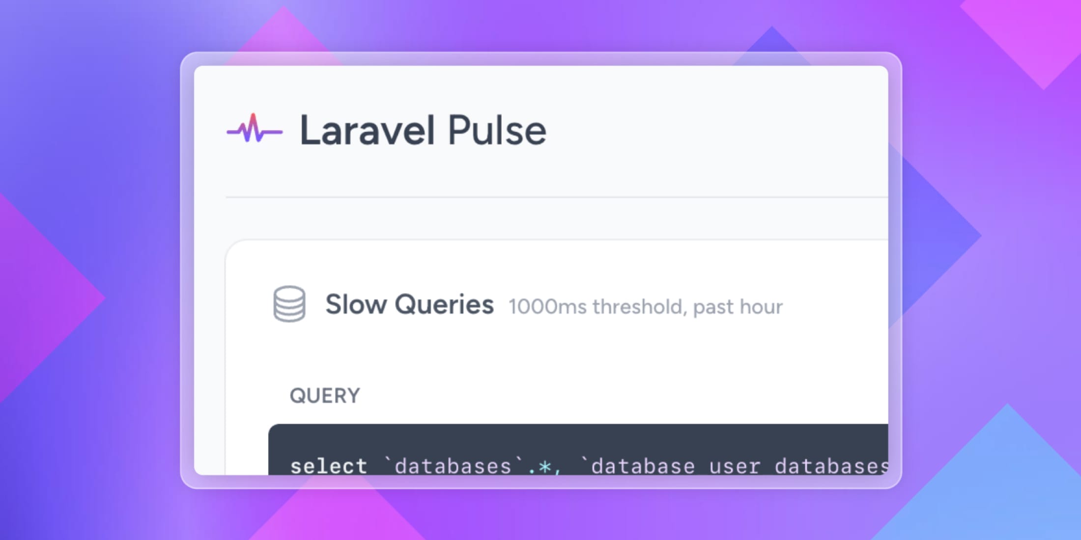 Laravel Pulse is a health and performance monitoring tool for your Laravel applications