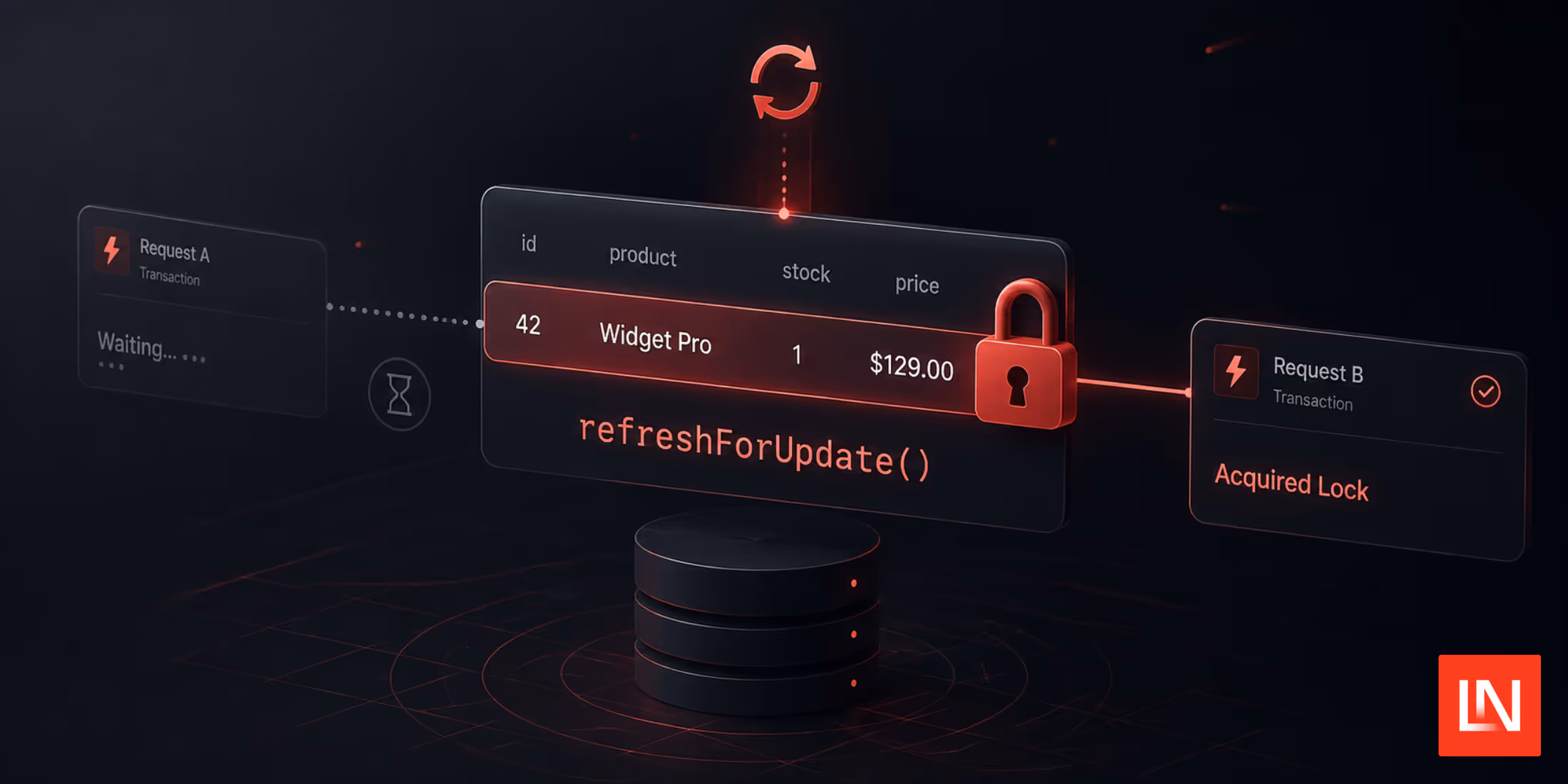 Pessimistic Locking in Laravel Eloquent with refreshForUpdate() image