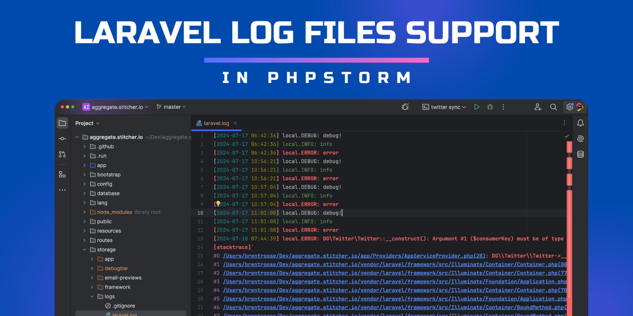 Laravel Log Files Support in PhpStorm image