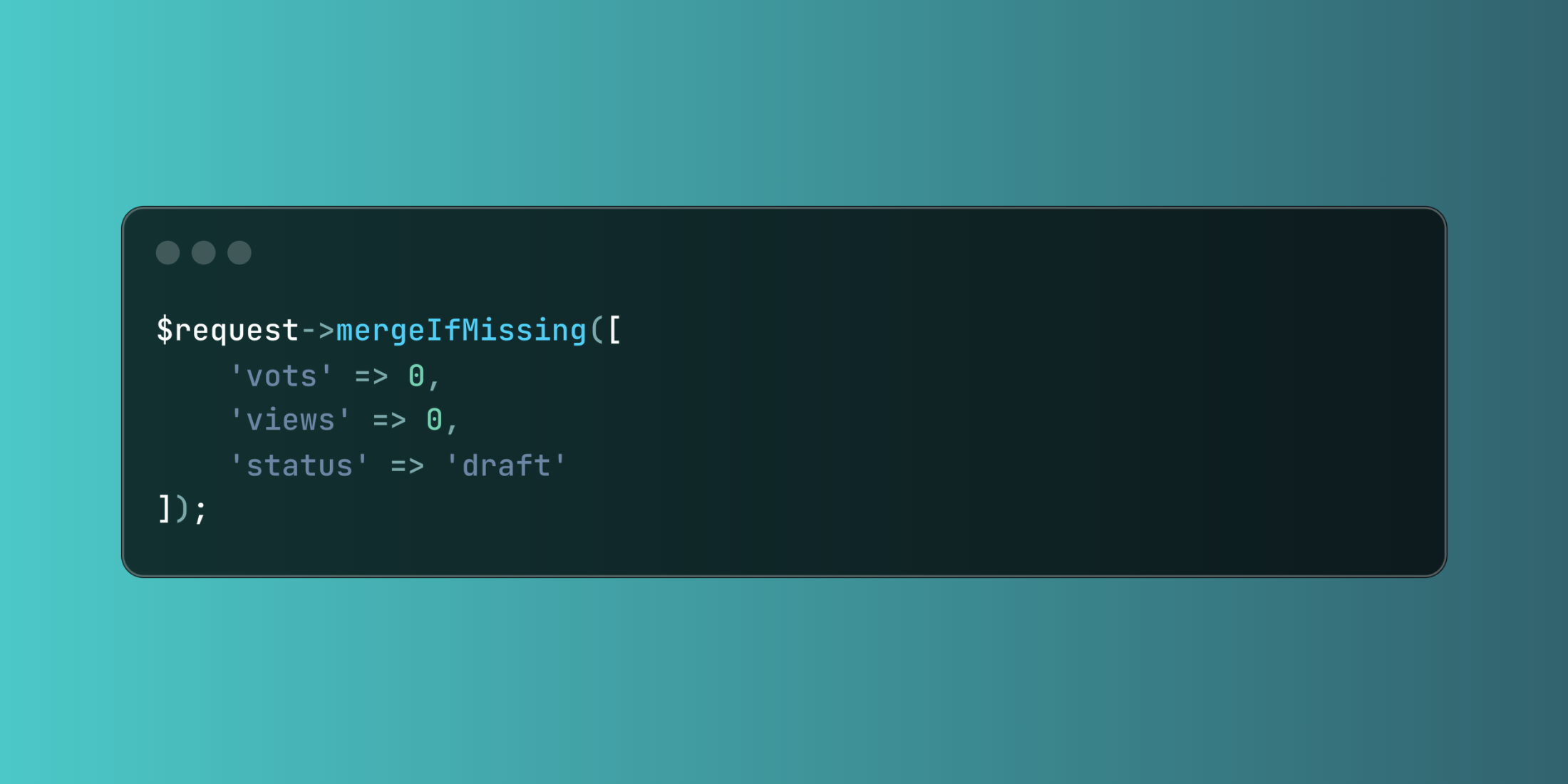 Handling Default Values in Laravel Request using mergeIfMissing image