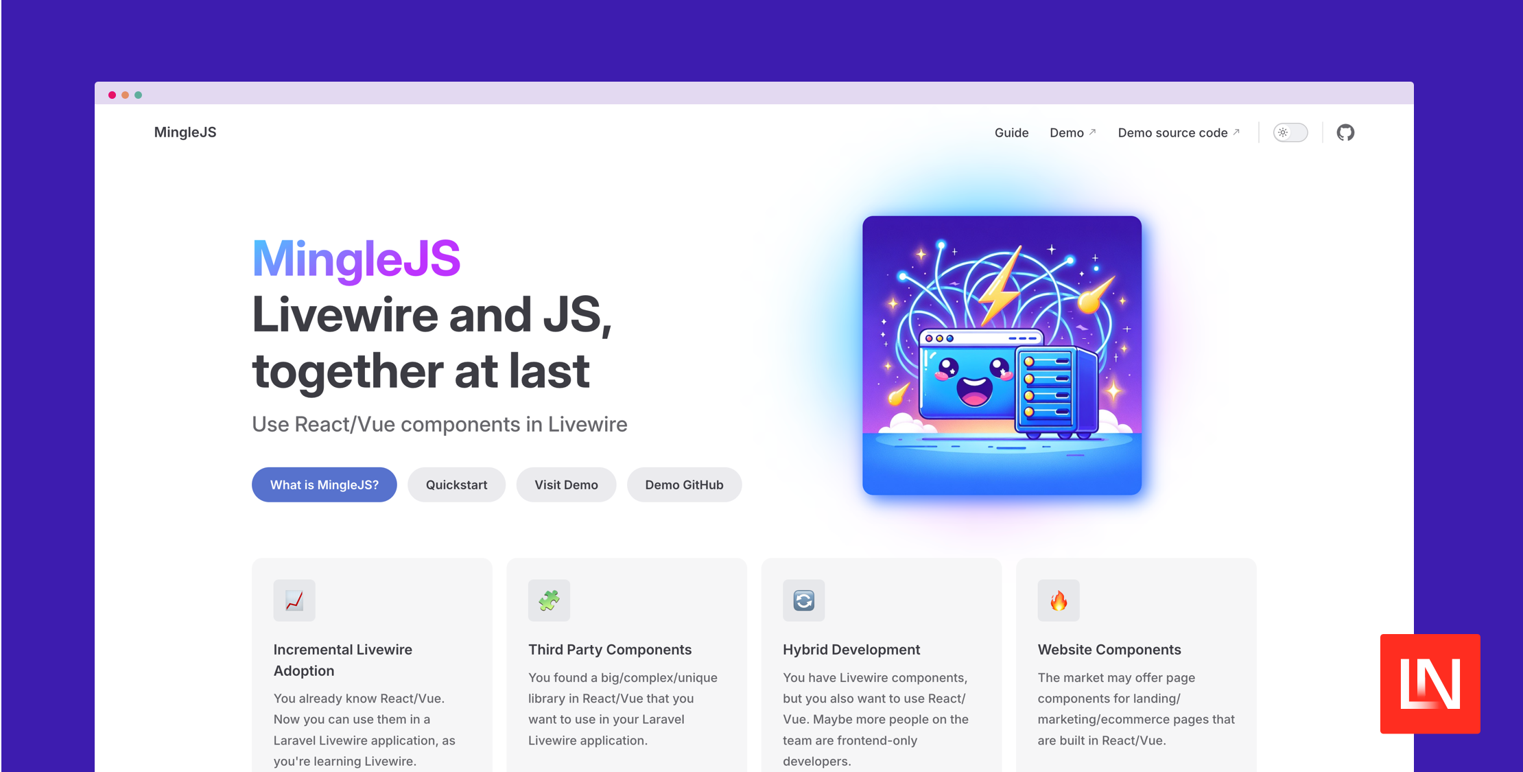 MingleJS is a helper for using Vue and React components in a Livewire or Filament application. Created by Joao Patricio, this package is useful for la
