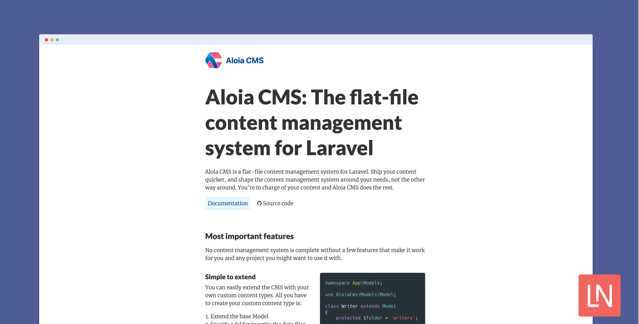 Aloia — A Flat-file CMS for Laravel 9 image