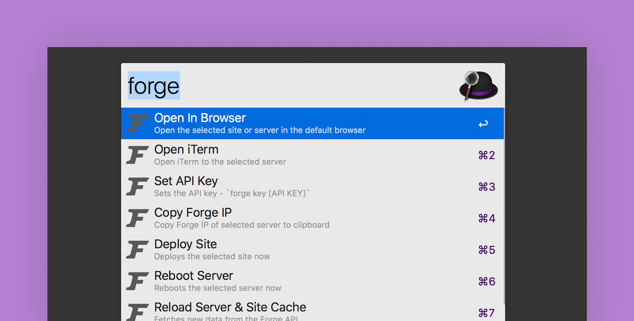 Manage your Laravel Forge Sites and Servers through Alfred image