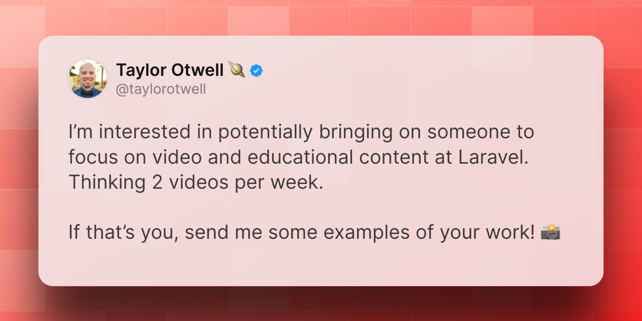Laravel is looking to hire for video and educational content image