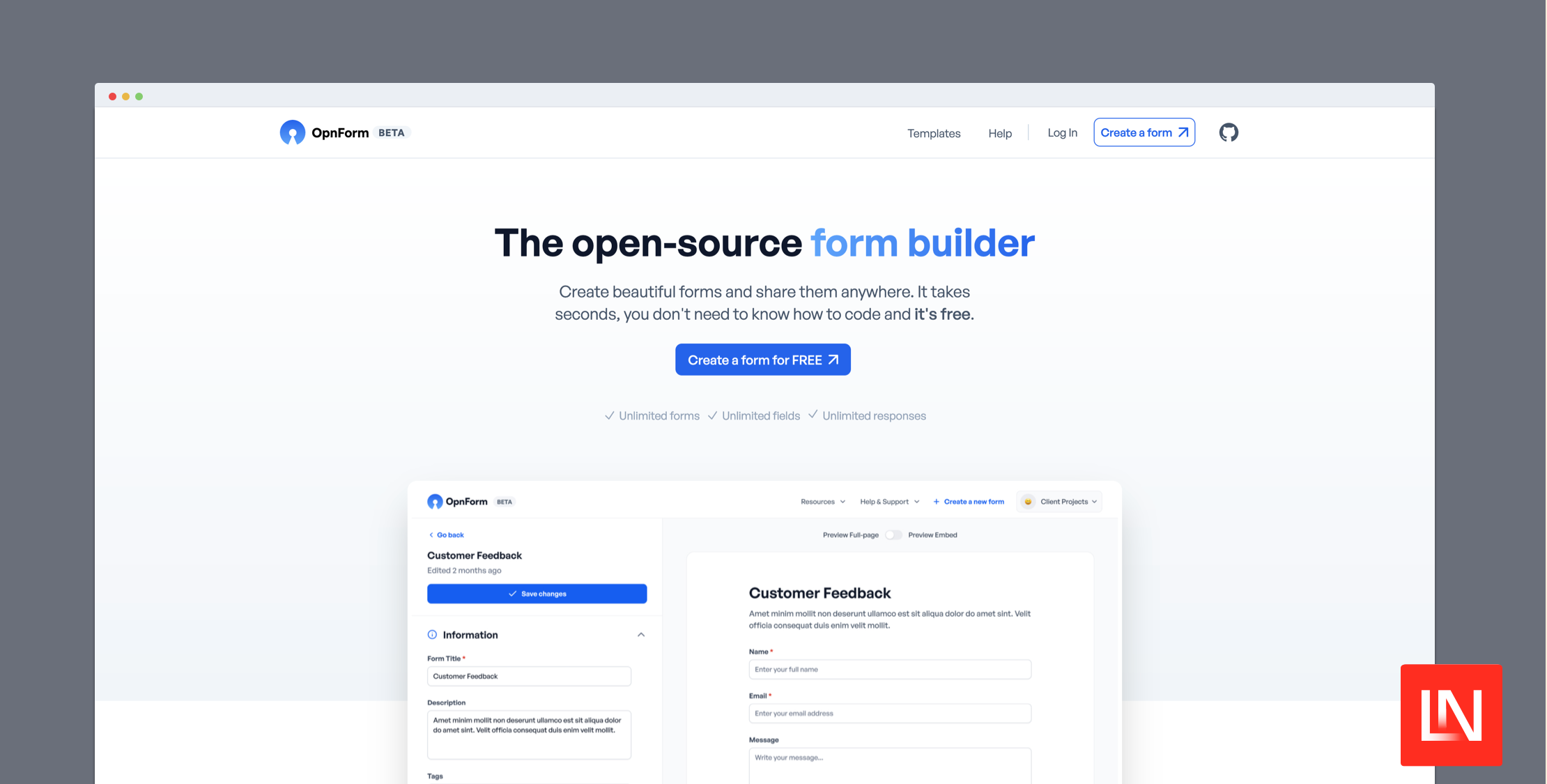 OpnForm is an Open-source Form Builder Made With Laravel image