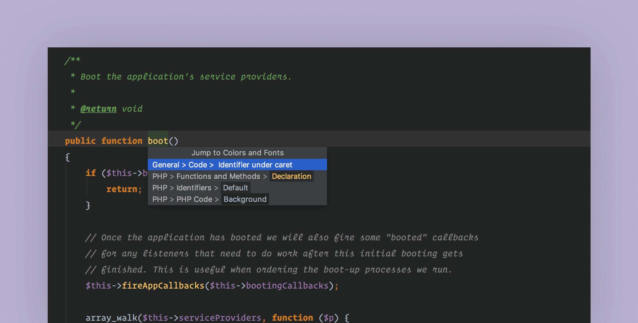 Quickly Edit Your Theme Colors and Fonts in PhpStorm image