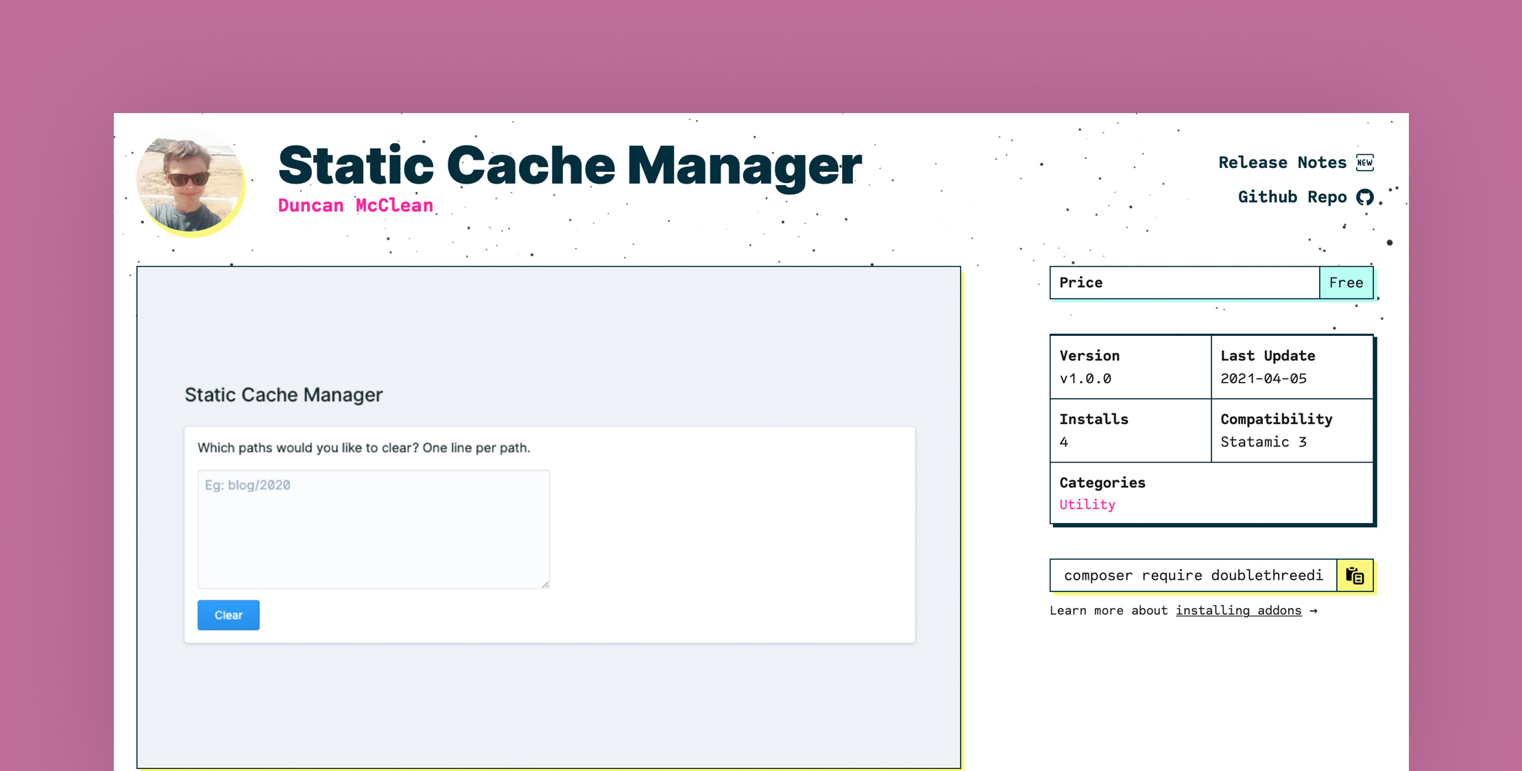 Statamic Static Cache Manager Add-on image