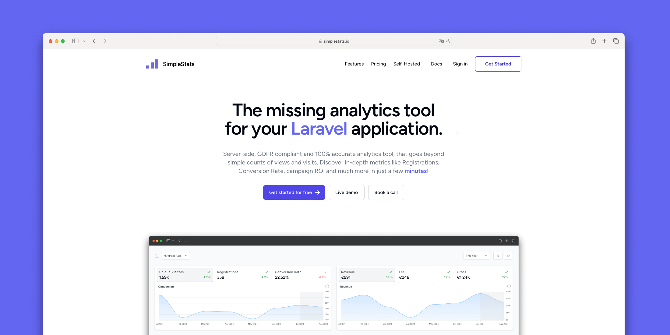 SimpleStats - The missing analytics tool for Laravel applications image