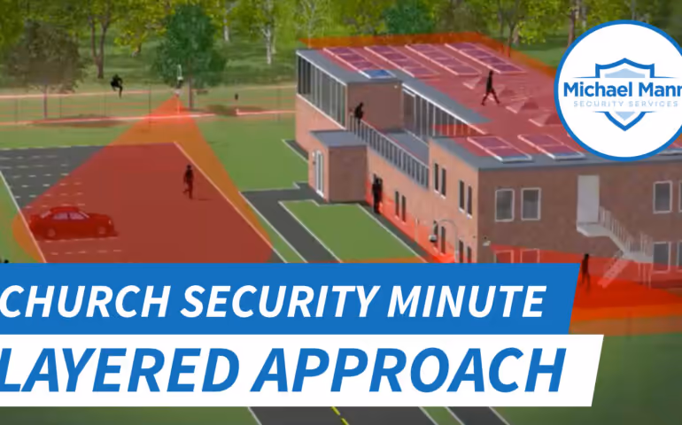 building with a layered approach assigned to the area around it