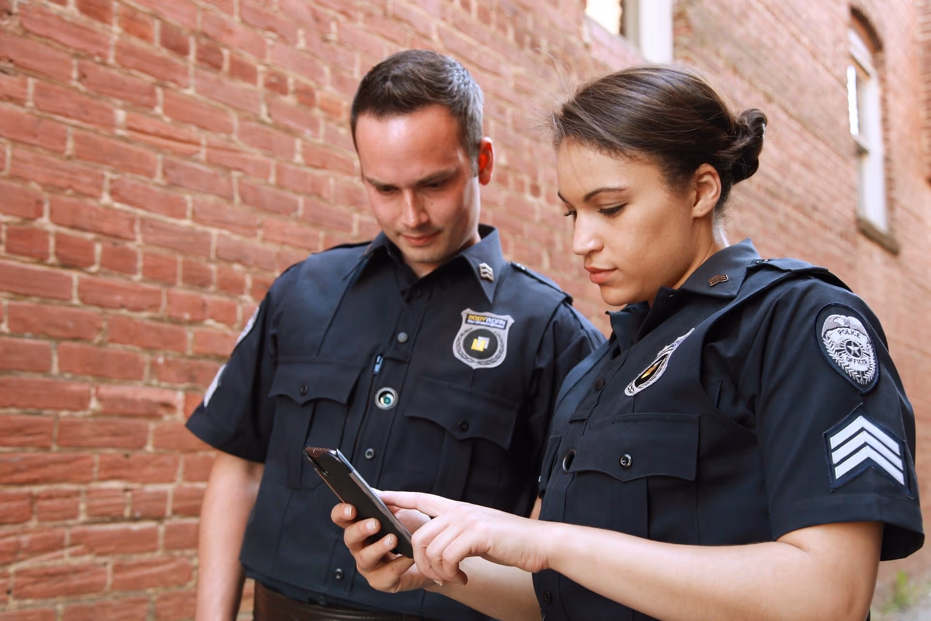 Contract Security Services Guards on post communicating