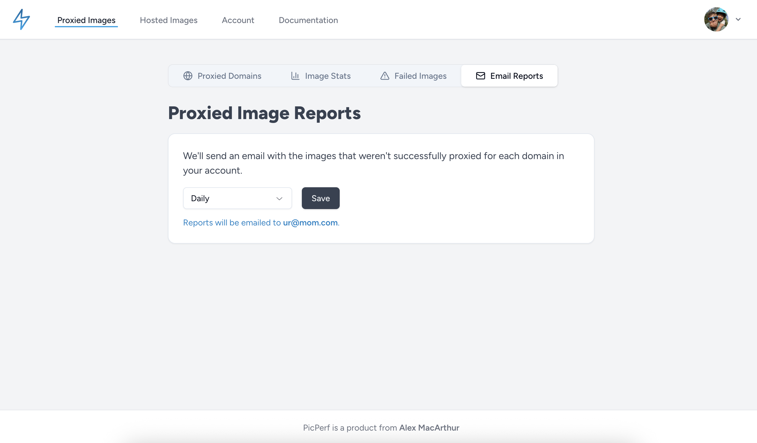 failed image email reports