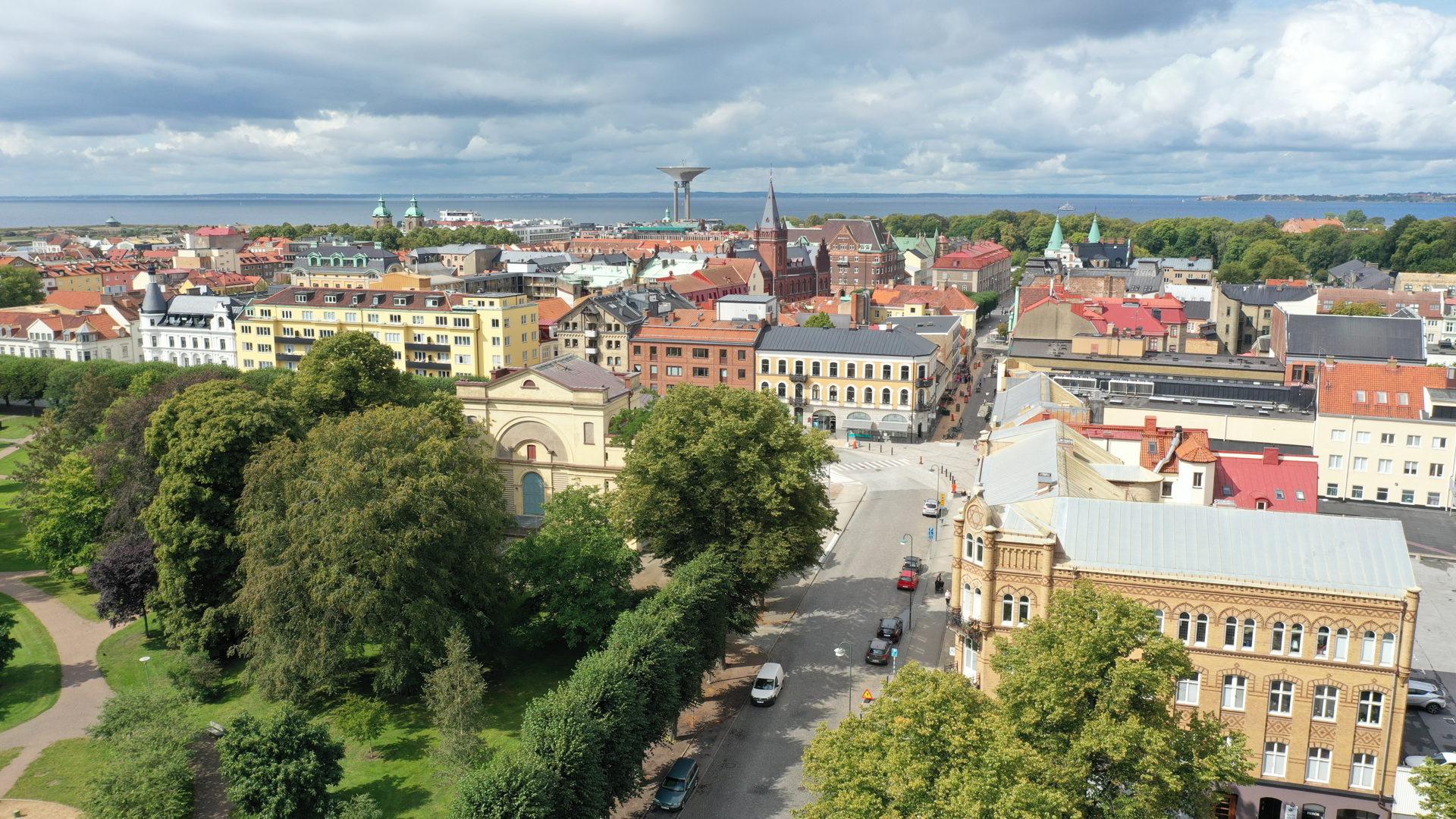 Flygbild över Landskrona centrum