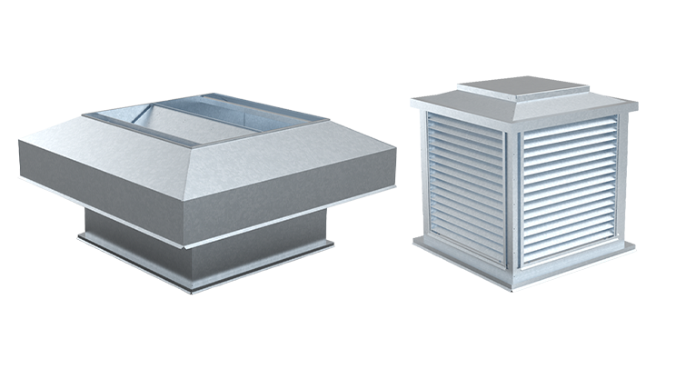 takhuv med täckplåt och takhuv med galler