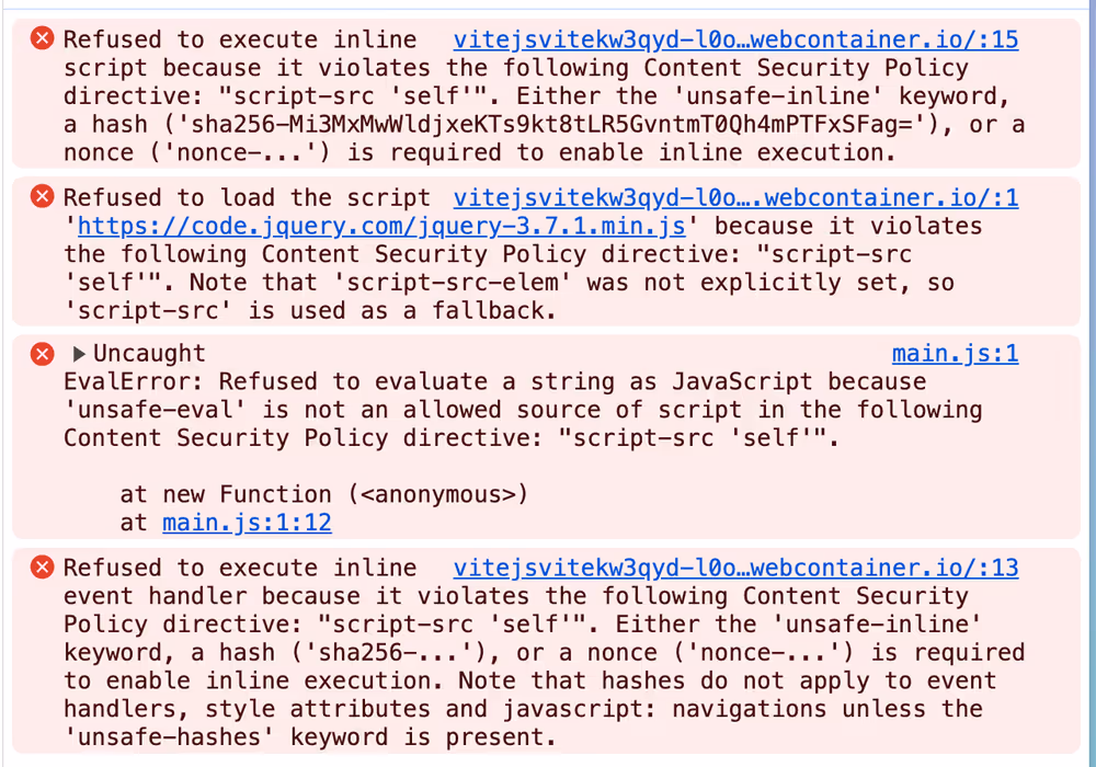 CSP errors