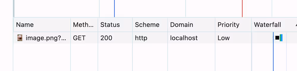 a single request in the network tab