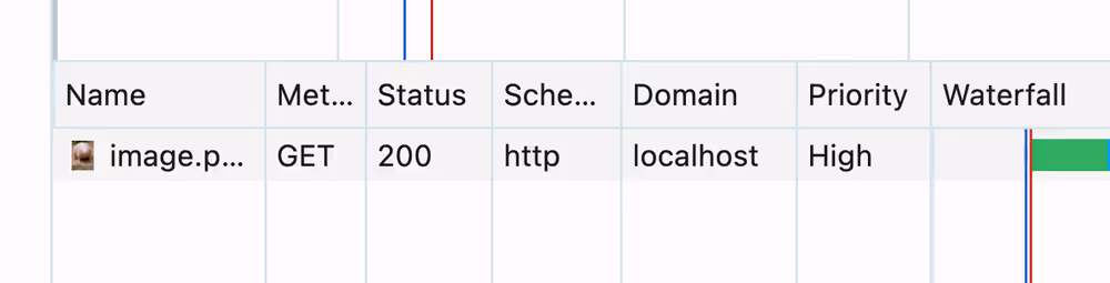 a single request in the network tab