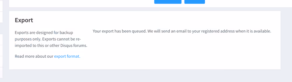 Disqus export page