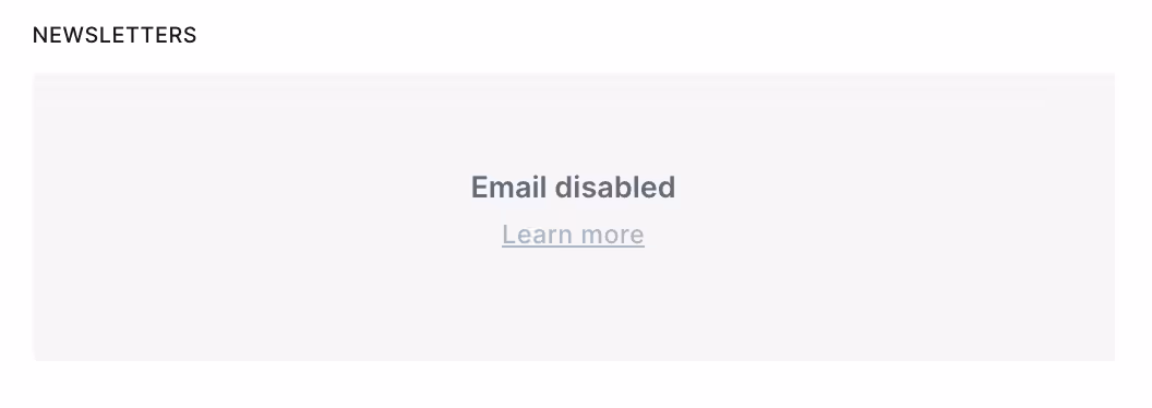 screenshot of "emailed disabled" banner