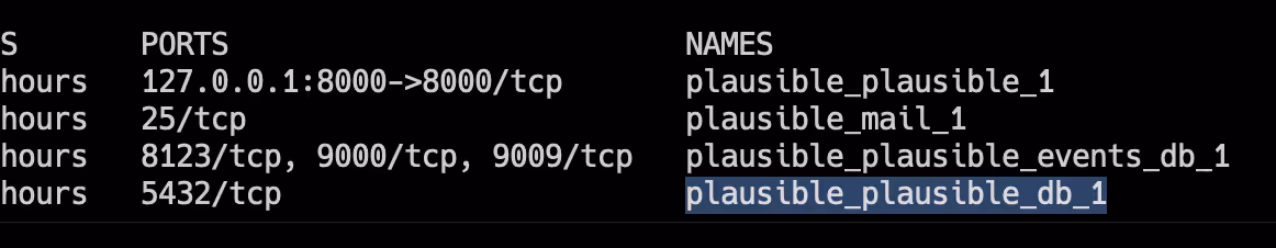 list of running containers