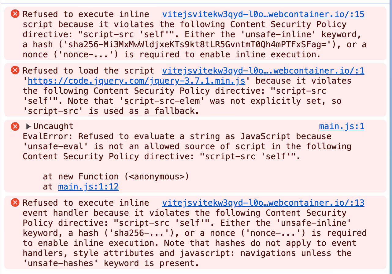 CSP errors