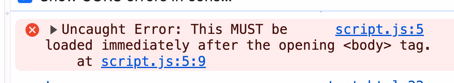 error caused by loading script in wrong position