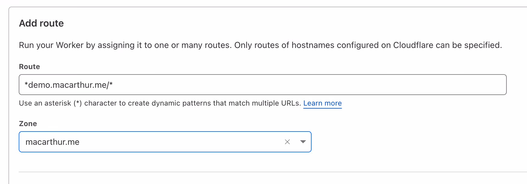 worker route configuration