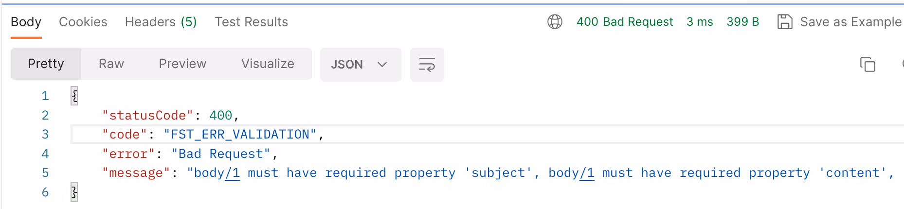 fastify validation error message