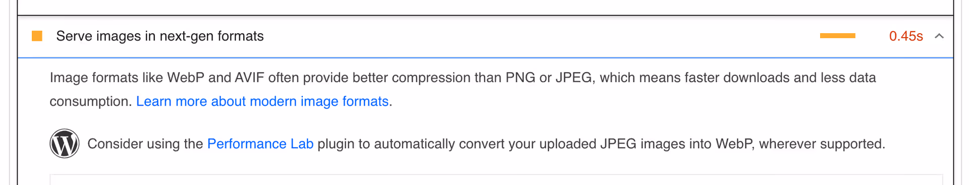 PageSpeed suggesting modern image formats
